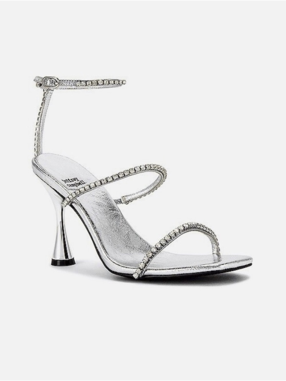 Jeffrey Campbell Demonic Sandals Silver Metallic Leather Crystal
